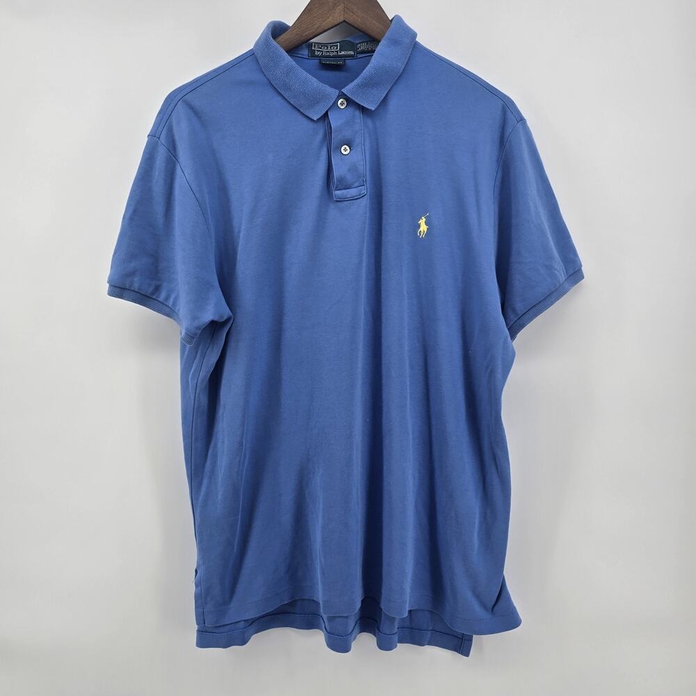Polo Ralph Lauren Polo Shirt Mens L Large Light Blue Custom Fit Pony Logo Pique - Picture 3 of 8